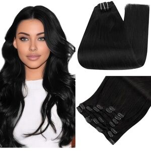 22 inch real Human hair extensions (Jet Black)